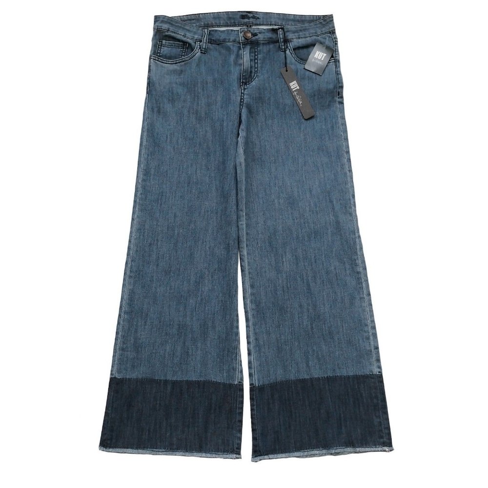 New KUT from the Kloth Raw Hem Gaucho Jeans Blue 8 - Picture 3 of 8